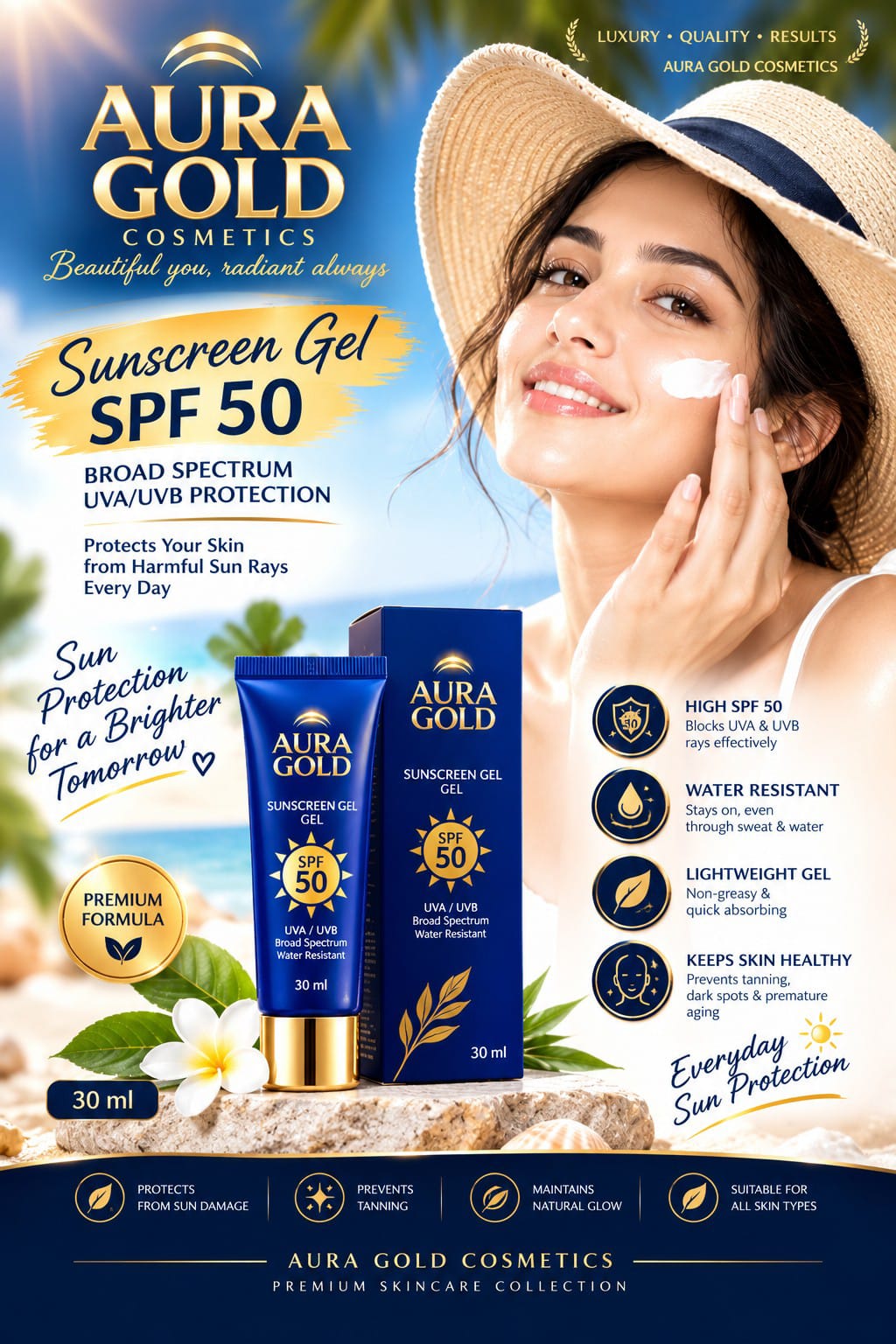 Sunscreen Gel SPF 50 — Aura Gold Cosmetics